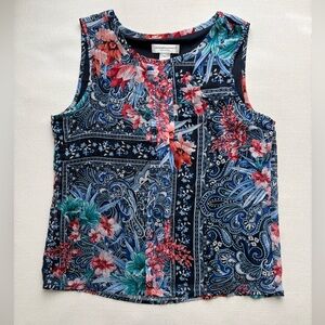 Christopher & Banks Floral Paisley Sleeveless Top - Blue and Red